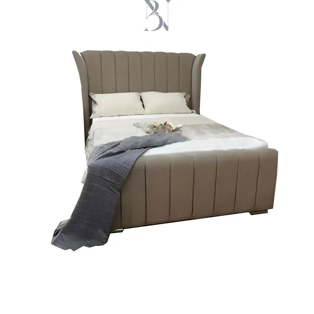 Pairs Curved Wingback Panel Bed - BedsnBoards