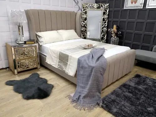 Pairs Curved Wingback Panel Bed - BedsnBoards