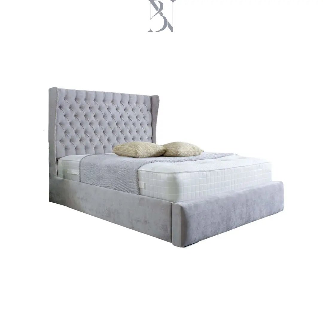 Madrid Wingback Curved Dotted Bed - BedsnBoards