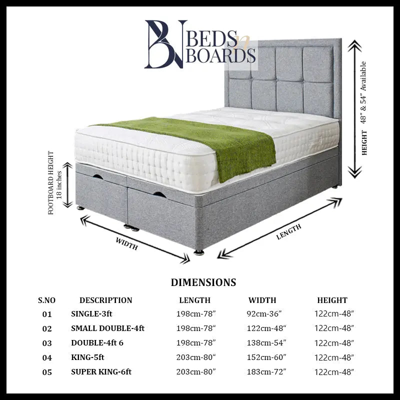 Venice Cubed Ottoman Divan Bed BedsnBoards