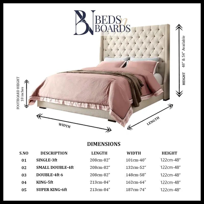 Venice Wingback Curved Chesterfield Luxury Bed BedsnBoards