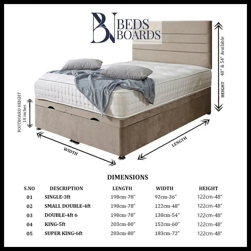 Verona Liner Ottoman Divan Bed BedsnBoards
