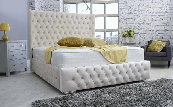 Napoli Chesterfield Wingback Curved Bed - BedsnBoards