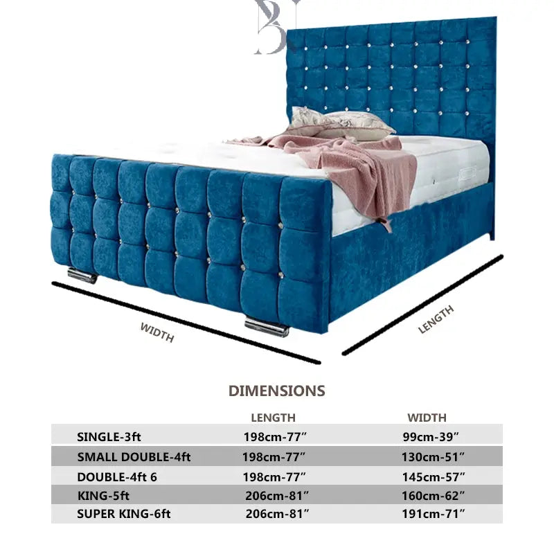 Vienna Cubed Dotted Upholstered Bed Frame