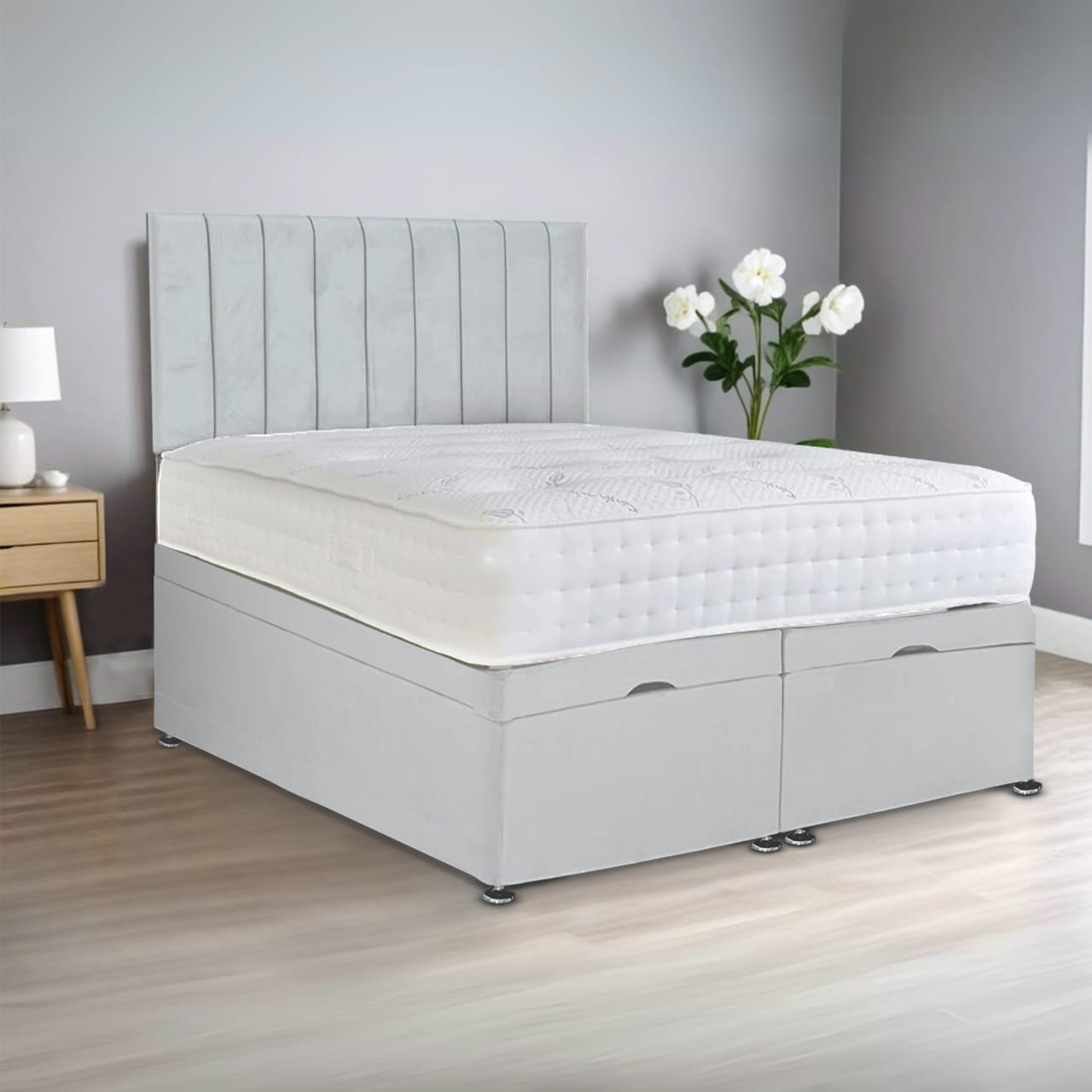 Apollo Storage Bed – Luxury Ottoman Divan with Free-Standing Headboard - BedsnBoards