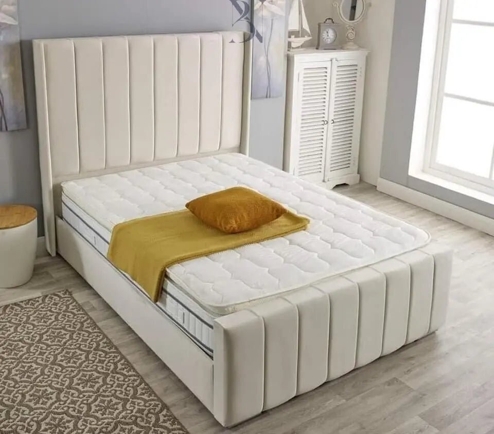 Berlin Wingback Luxury Upholstered Bed - BedsnBoards
