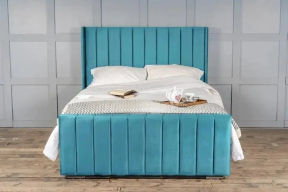 Berlin Wingback Luxury Upholstered Bed - BedsnBoards