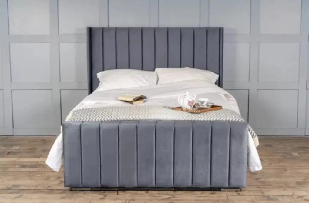 Berlin Wingback Luxury Upholstered Bed - BedsnBoards