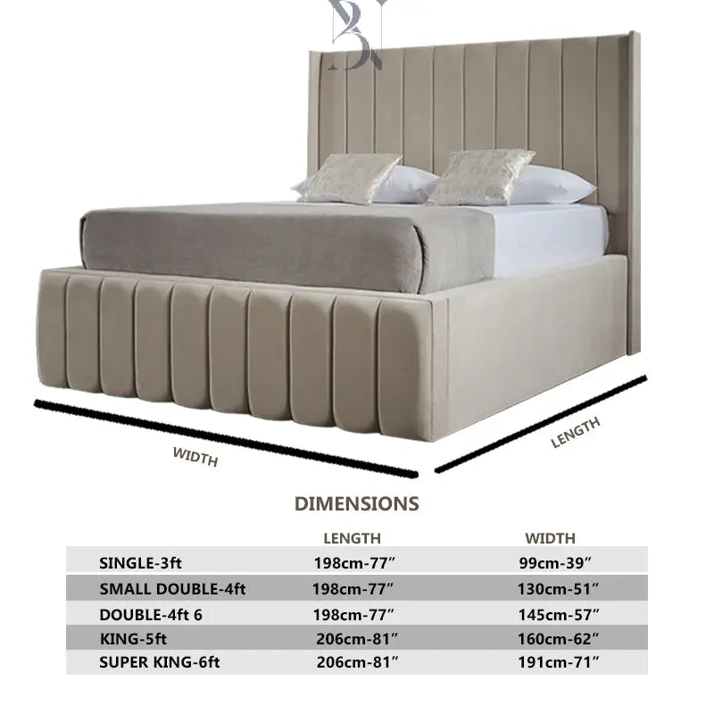 Berlin Wingback Luxury Upholstered Bed