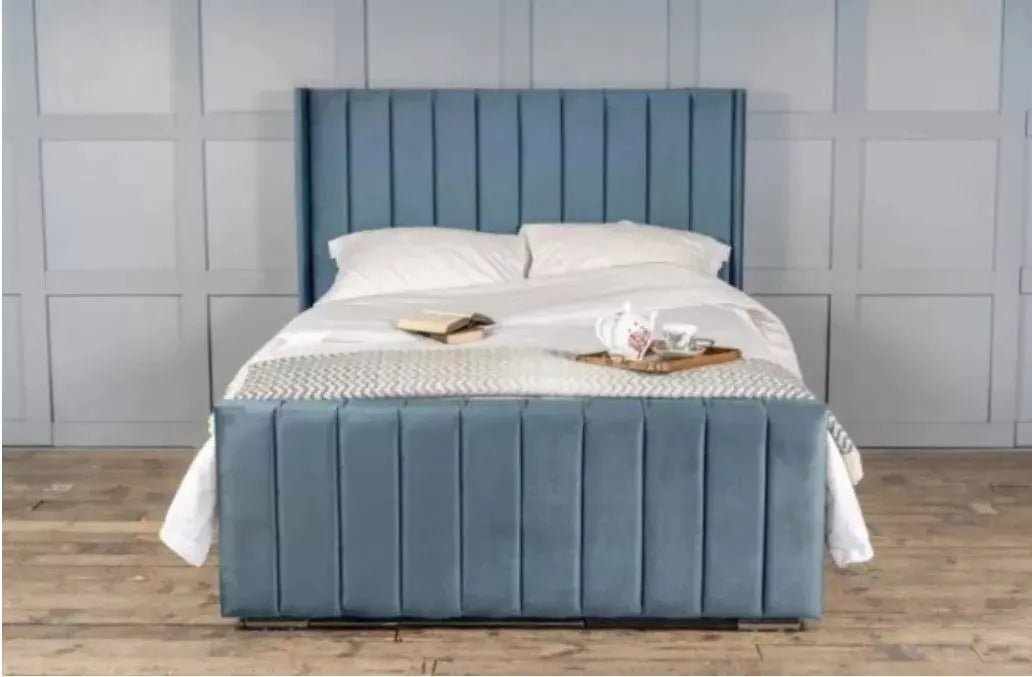 Berlin Wingback Luxury Upholstered Bed - BedsnBoards