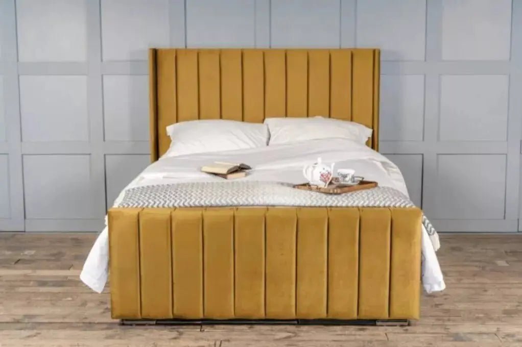 Berlin Wingback Luxury Upholstered Bed - BedsnBoards