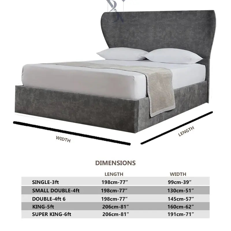 Rose Butterfly Wing backed Curved  Luxury Bed - BedsnBoards