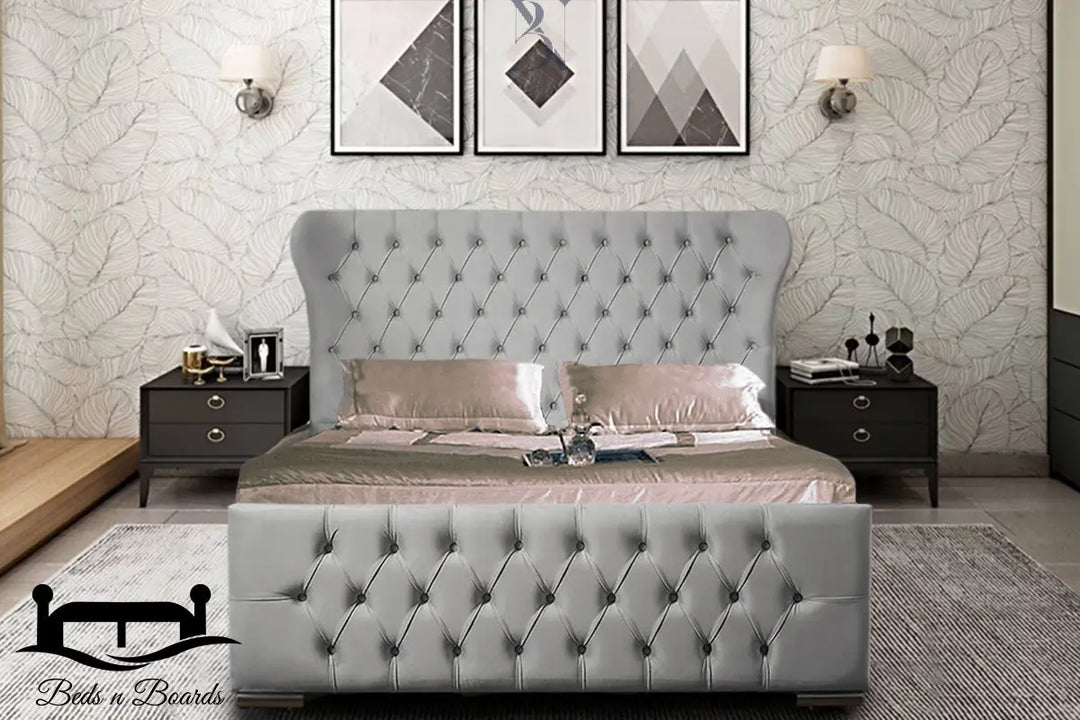 Miami Wingback Curved Chesterfield Luxury Bed