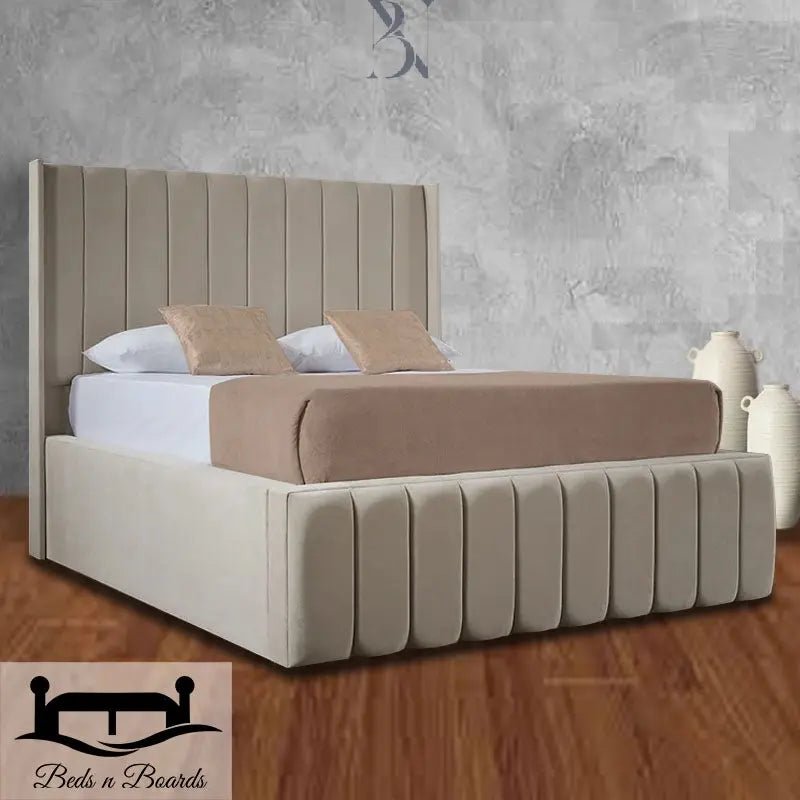 Monaco Wingback Curved Luxury Bed - BedsnBoards