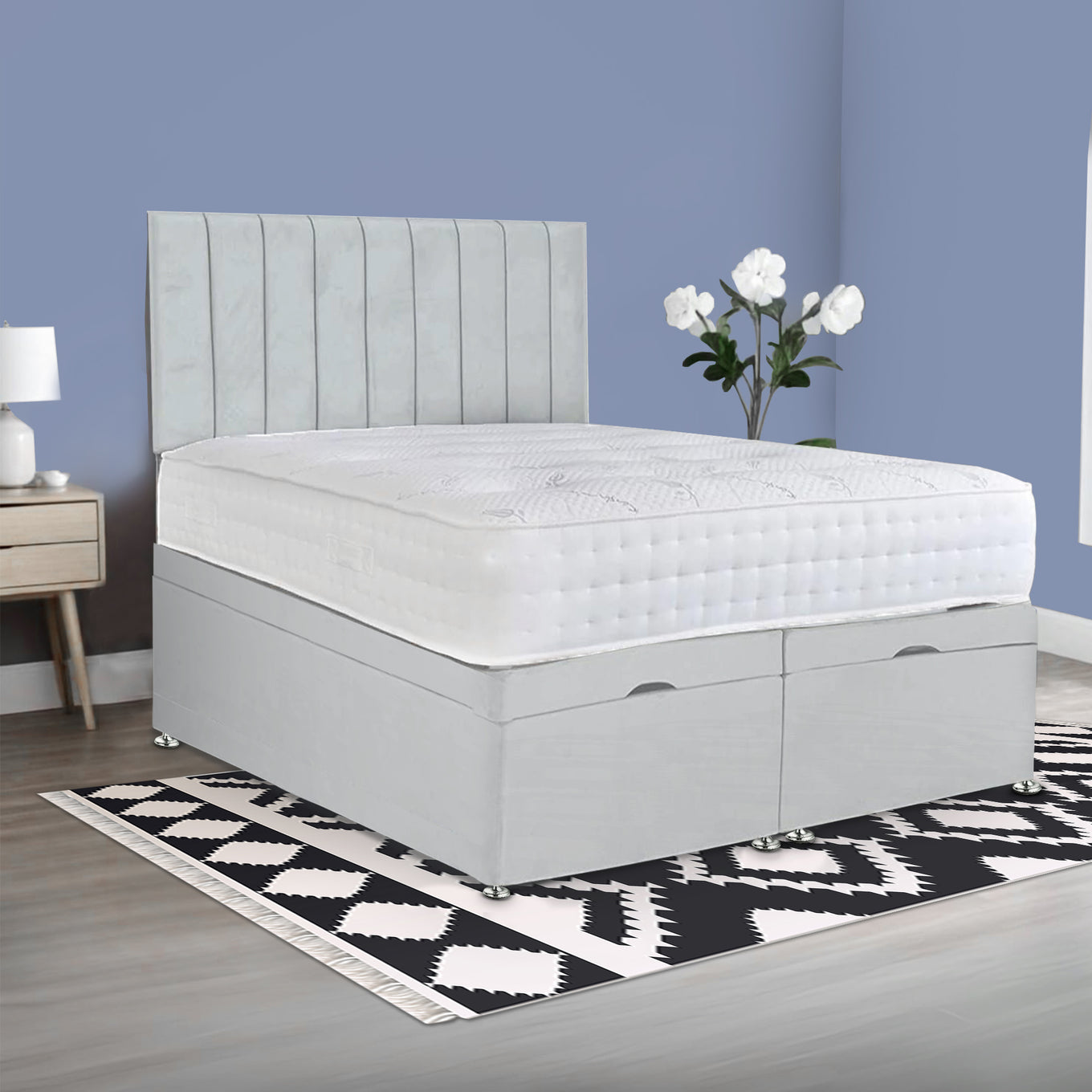 Apollo Storage Bed – Luxury Ottoman Divan with Free-Standing Headboard - BedsnBoards