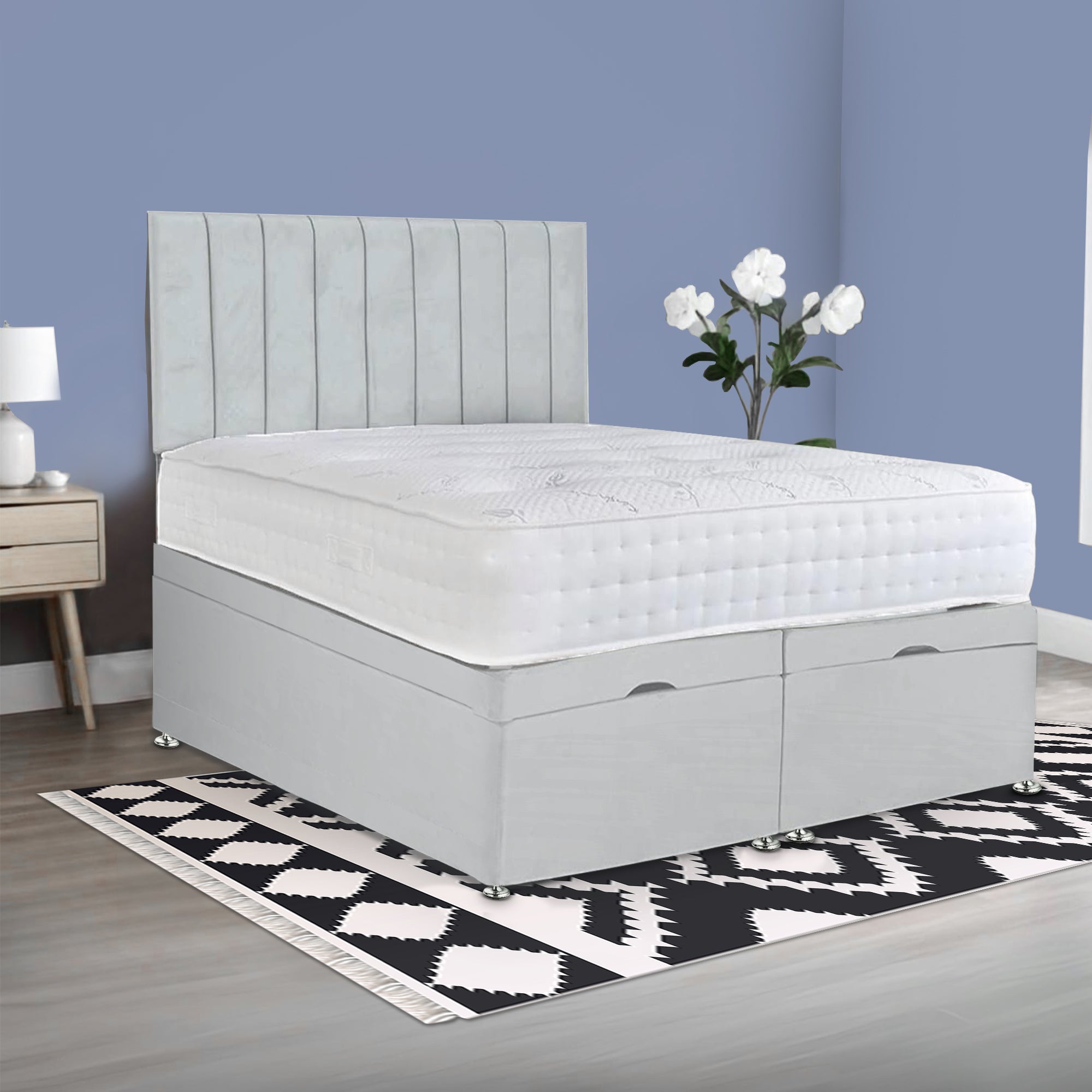 Apollo Storage Bed – Luxury Ottoman Divan with Free-Standing Headboard - BedsnBoards
