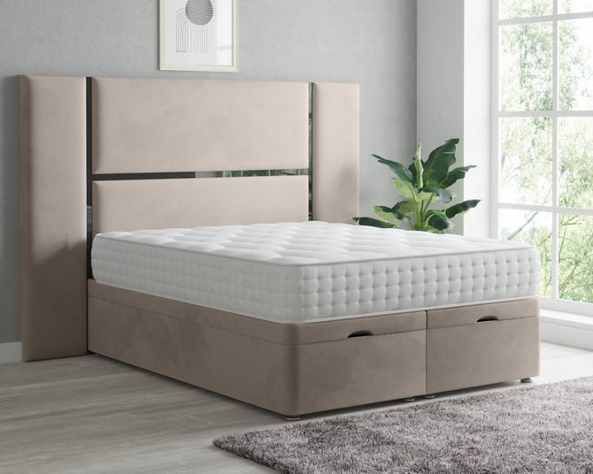 HENRY H PANEL EXTENDED HEADBOARD OTTOMAN DIVAN BED - BedsnBoards