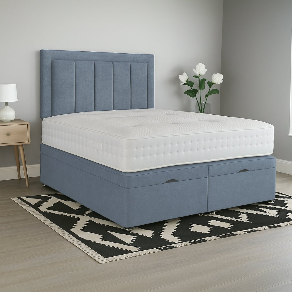 Olivia Ottoman Divan Bed – Upholstered Panel Bed with Storage - BedsnBoards