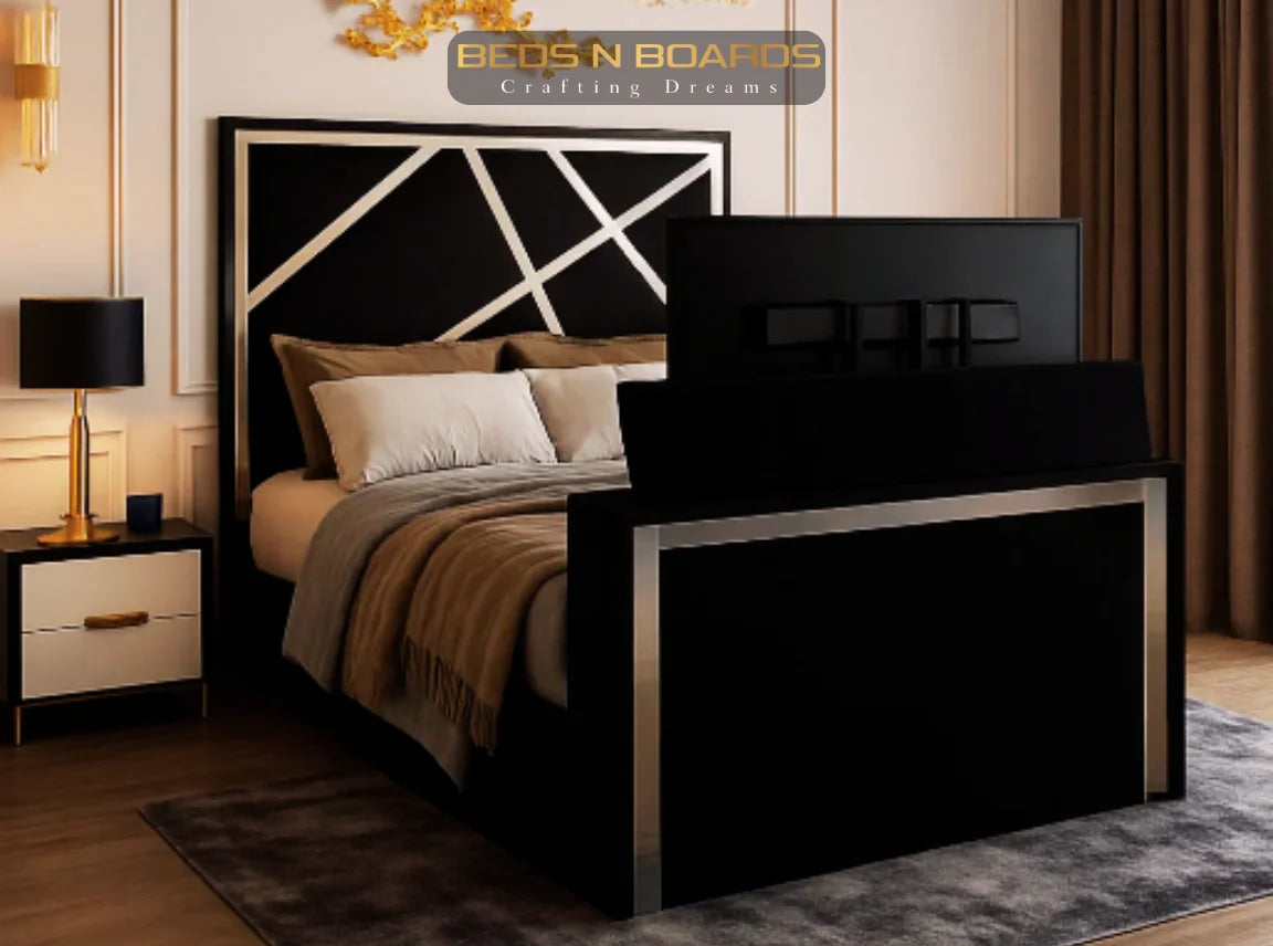 TV Bed with Golden Strip